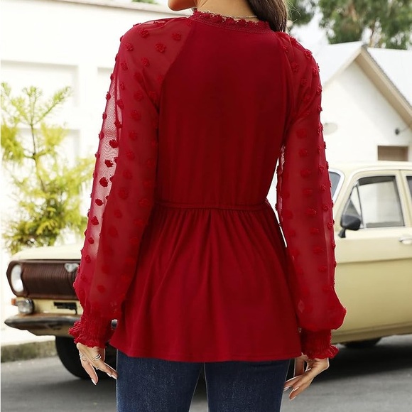 Missky red blouse with long sleeve - Picture 3 of 7